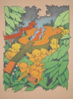 Monsters Of Folk 30/10/09 Chicago Limited Edition Silk Screen Print Art Print Jay Ryan Original Signed and Numbered Bird Machine Prints, Art Print, Completed Edition
