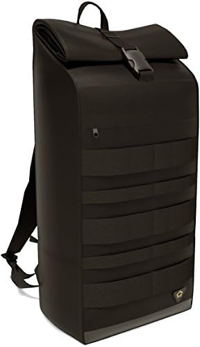 Rolltop Backpack Black for Men – Canvas Rucksack for Travel &amp; Camping - Water Resistant Durable Collapsible Backpack - Changeable Capacity 15 - 20 L