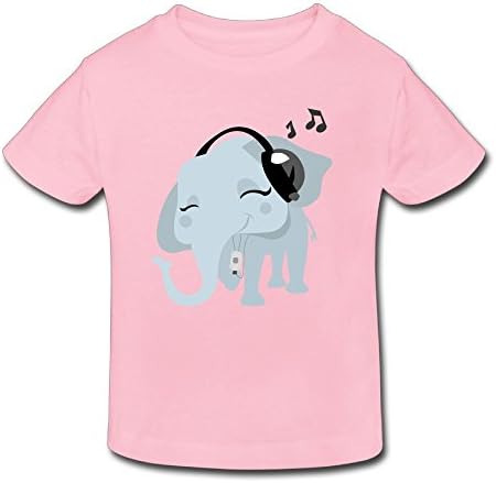 Wiongh Opp Short-Sleeve T-Shirts Elephant With Headphones Childrens/Toddler For Girl Boy