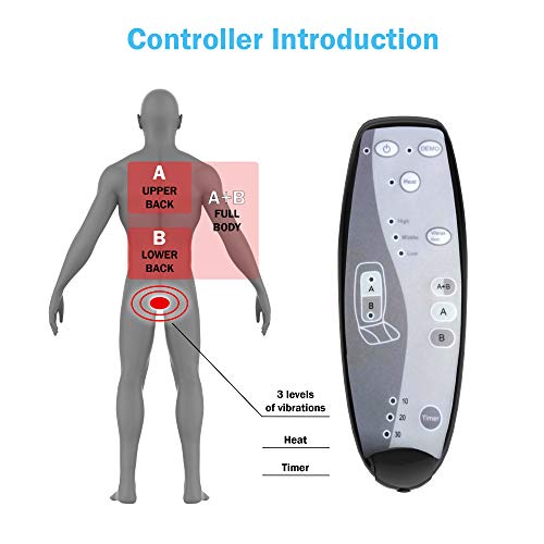 Shiatsu Chair Massager for Back and Neck with Heat - Car Seat Massage Pad Cushion Perfect for Full Body - Portable Kneading Rollers Electric Back Vibration Massager for Office Chair