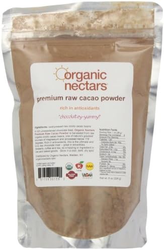 Organic Nectars Premium Raw Chocolate Powder, 8-Ounce Pouches (Pack of 2)