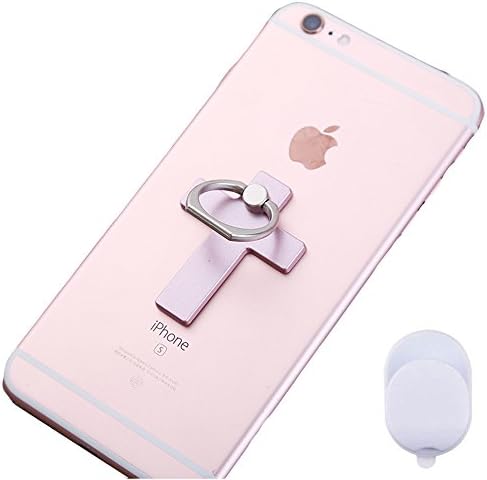 [2 Pack] Phone Finger Ring Stand, Retro Cross Metal Grip Stand Holder Ring with Car Mount, Phone Ring Grip for Smartphones (Pink)
