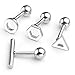 4 Pairs Cute Mini Earring Studs Pack Bar Circle Hexagon Triangle Styles Silver 16G Post Tragus Helix Cartilage Ear Lobe Stainless Steel Piercing Screw