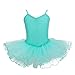 FEESHOW Girls' Gymnastic Camisole Leotard Ballet Dance Dress Tutu Skirt Ballerina Dancing Costumes Turquoise 5-6