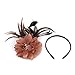 Netting Feathers Big Flower Headband Party Girls Women Fascinator Headwear Cocktail Hat Head Decoration (Coffee)