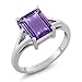 Gem Stone King 925 Sterling Silver Purple Amethyst Solitaire Engagement Ring For Women | 2.25 Cttw | Emerald Cut 9X7MM | Gemstone Birthstone | Ring Size 5-9