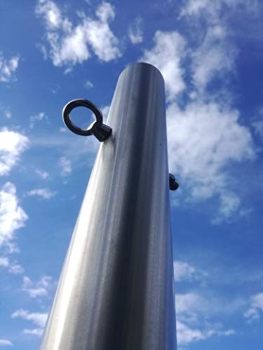 Toldoro® Hängematten Mast Edelstahl Rostfrei & Wetterfest Ø70x3mm mit Öse - Länge 1,85m - Geeignet als Hängematten Aufhängung im Garten/Befestigung Hängematte – Bild 3