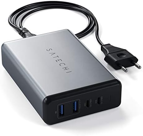 108W Cargador USB C de Escritorio con 2 Puertos Tipo C PD (90W y 18W) y 2 Puertos USB-A, Cargador Rápido Seguro para MacBook Air y Pro, iPad, iPhone, Windows, Tablets y más – Gris