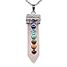 7 Chakra Rose Quartz Pendant Necklace, Healing Point Pendants, 20
