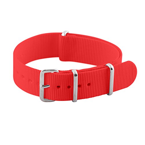 Clockwork Synergy Classic Nylon Nato watch straps bands (20mm, Red)