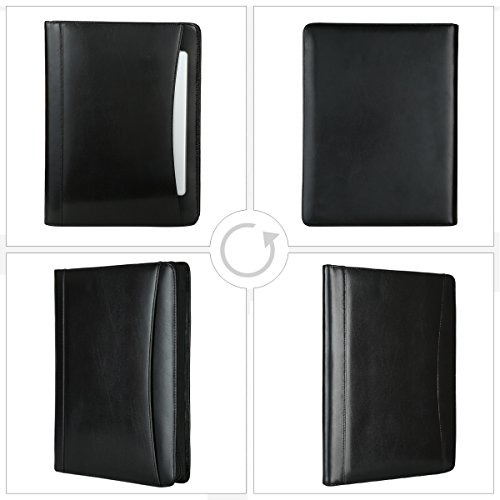 Leathario File Folder Padfolio Writing Pad Business Presentation Folder Portfolio (BLACK-A42)