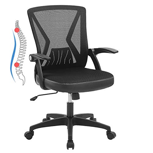 ZLHECTO Ergonomic Office Chair, Mid Back Desk Chairs with Flip Up