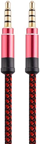 Aux Cable FREEDOMTECH AUX 3.5mm Premium Nylon Auxiliary Audio Cable (5ft / 1.5m) AUX Cable for Headphones, iPods, iPhones, iPads, Home / Car Stereos and More (Red)