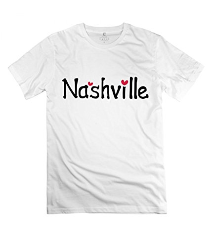 YANG Usa City Nashville Txt Hearts Vector Graphic Line White Adult Standard Weight T-shirt For Men S