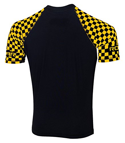 ROAR Rash Guard Short Sleeve MMA Grappling Jiu Jitsu Training Gear Fight Shirts (Blk/Yellow, Small) - Thumbnail 2