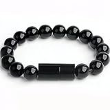 Wrist Band Beads Fast USB Charger Cable,Wearable Wristband Jewelry,Fashion Bead Wrist Bracelet USB 2.0 Charger Data Sync Cable For Iphone 7 /7 Plus (Black)