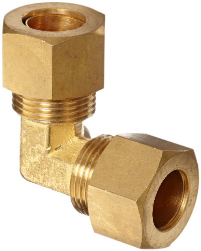 Anderson Metals 50065 Brass Compression Tube Fitting, 90 Degree Elbow, 1/2" x 1/2" Tube OD