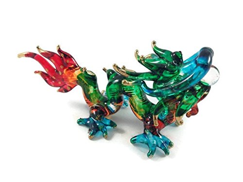 TINY CRYSTAL Dragon HAND BLOWN CLEAR GLASS ART Dragon FIGURINE ANIMALS COLLECTION GLASS BLOWN