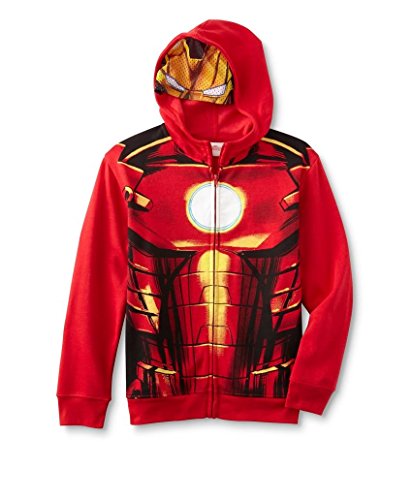 Boys Marvel Iron Man Red Fleece Hoodie with Mask