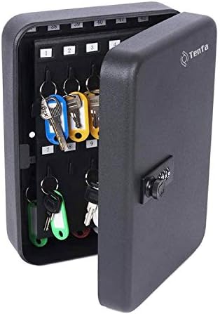 Tenfa キーボックス 48キー ボックスキー 壁掛け 12か月品質保証 3桁 暗証番号 ダイヤル式キーボックス 鍵管理 オフィス 家庭 専用キーホルダー付き インテリア オシャレ 日本語説明書付 Black