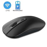 Rechargeable Wireless Mouse for Laptop, Cimetech 2.4G Computer Mouse Cordless Optical Mice, Slim Quiet Wireless Mouse with USB Nano Receiver, 5 Adjustable DPI 2400/2000/1600/1200/800 (Black)