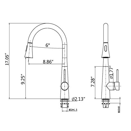 Pull Down Kitchen Faucet with Sprayer, Commercial Single Lever Sink Faucet, Stainless Steel Faucet for Kitchen Sink, Single Handle Single Hole Brushed Nickel Kitchen Faucets with Pull Down Sprayer