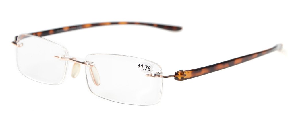 Eyekepper Small Lenes Rimless Reading Glasses Women - Frameless Reader Eyeglasses for Men Reading with Tortoise Arms +2.75 — image 1