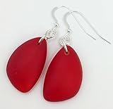Red Sea Glass Earrings, Red Earrings, Christmas gift for her, Dangle Earrings, Recycled Glass Earrings, Glass Earrings, Fourth of July Jewelry