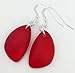 Red Sea Glass Earrings, Red Earrings, Christmas gift for her, Dangle Earrings, Recycled Glass Earrings, Glass Earrings, Fourth of July Jewelry