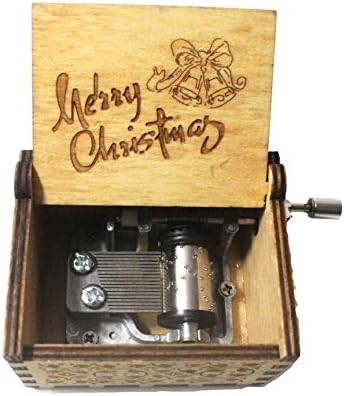 wishing Wooden Hand Crank Music Box Classic Vitrage Wood Hand Music Box Theme Music Box Best Gift For Kids,Friends (MERRY CHRISTMAS MUSIC BOX)