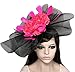 YSJOY Vintage Veil Mesh Feather Big Curl up Kentucky Hat Simulation Flower Bridal Shower Hat Wedding Cocktail Tea Party Hat Church Derby Hat Black