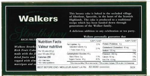 WALKER’S SHORTBREAD STRATHSPEY RICH HOLIDAY FRUIT CAKE, LUXURY HOLIDAY TREAT, 17.6 OZ BOX