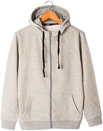 MasiMiele Men Long-Sleeved Fleece Zipper Hooded Sweatshirts Coat Jacket (XXXL, Gray)