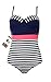 Color City Womens Halter Push Up Stripe One Piece Swimsuit Bathing suit