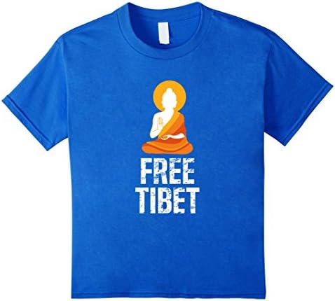 Kids Free Tibet T-Shirt Vintage Retro Meditation Himalaya Yoga 4 Royal Blue