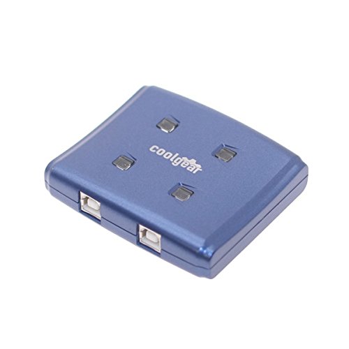 USBGear Blue USB switch with USB 2.0 high speed allows 4 computers to 1 device