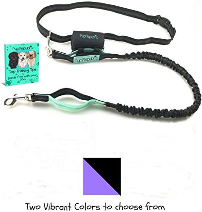 PupRepublic Premium Hands Free Dog Running Leash with Free Poop Bag Holder for Walking Jogging Hiking Free E-Book by Top Trainer Reflective, Bungee