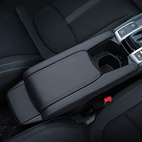 Car Armrest Box Cover, for Civic 2016-2018 PU Central Armrest Box Protective Shell, Non-slip Wear-resistant 360° Protective Black Leather Black Line