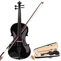 Teekland 4/4 Size Acoustic Violin for Beginner with Fiddle Case/Bow/Rosin (Black)