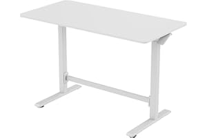 PrimeCables Standing Desk, Gas-Spring Sit-Stand One-Piece Mobile Table, 20kg Capacity, 47.2 x 23.6in - White