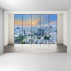 Wall Mural 3D Cityscape Removable Wallpaper Wall Sticker for Bedroom Living Room - 66x96 inches