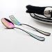 6 Piece Dinner Spoon Set Rainbow Multicolor Stainless Steel Table Soup Dessert Spoon Silverware Flatware Utensil Cutlery Set Service for 6 Mirror Finish Dishwasher Safe 7.2 Inches