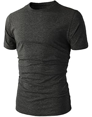 Mens Casual Regular Fit Round Neck Basic Solid Colored Short Sleeve T-Shirts