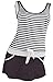 MiYang Women's 1 Piece Stripes Skirted Slim Swimsuit Bathing Swimwear, Black, M