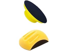 2 Packs 5" Inch Hand Sanding Blocks Mouse Shaped and Round for Hook and Loop Sanding Pad Sander Disk, Ideal for Woodworking, 