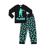 Unisex Floss Dance Gaming Black Green Long Pajamas (7-8)