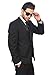 Slim Fit Men Suit Tuxedo Black 2 Button Satin Collar Flat Front Pants By Azar Man
