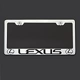 Black Lettering Laser Engraved Mirror Polish Stainless Steel Lexus License Plate Frame Holder Front Or Rear Bracket Steel Chrome Screw Cap