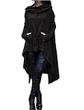 OQC Women's Solid Color Hi-Low Asymmetric Hem Pockets Pullover Hoodie Sweatshirt Dress