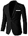 H2H Mens Business Fit Single One Button Blazer Jackets with Pocketchief Trim BLACK US S/Asia M (KMOBL046)